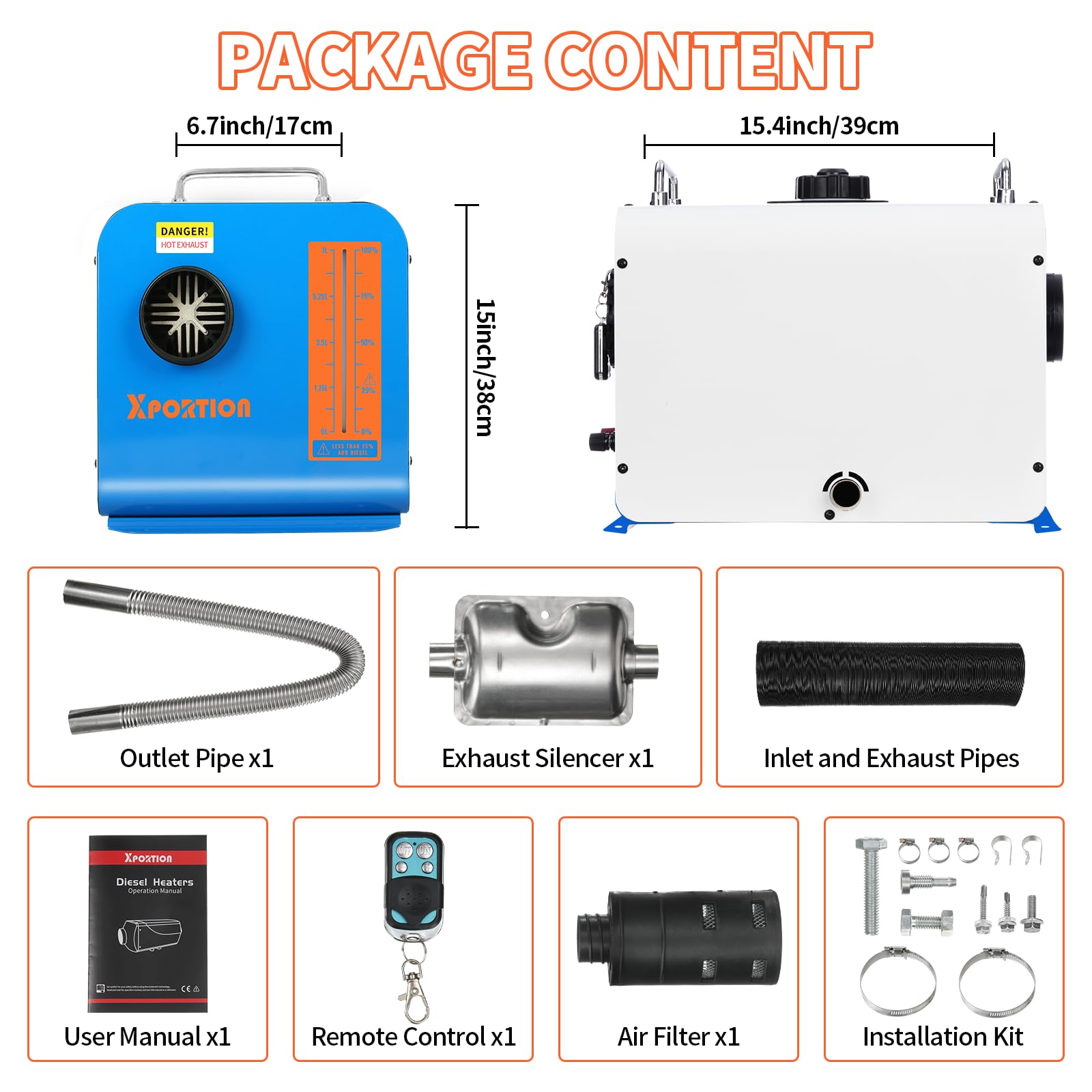 Riscaldatore diesel 8.3KW, riscaldatore d'aria blu portatile 12V/24V/220V, riscaldatore diesel all-in-one con telecomando e pannello LCD di controllo per auto, camion, camper e uso interno