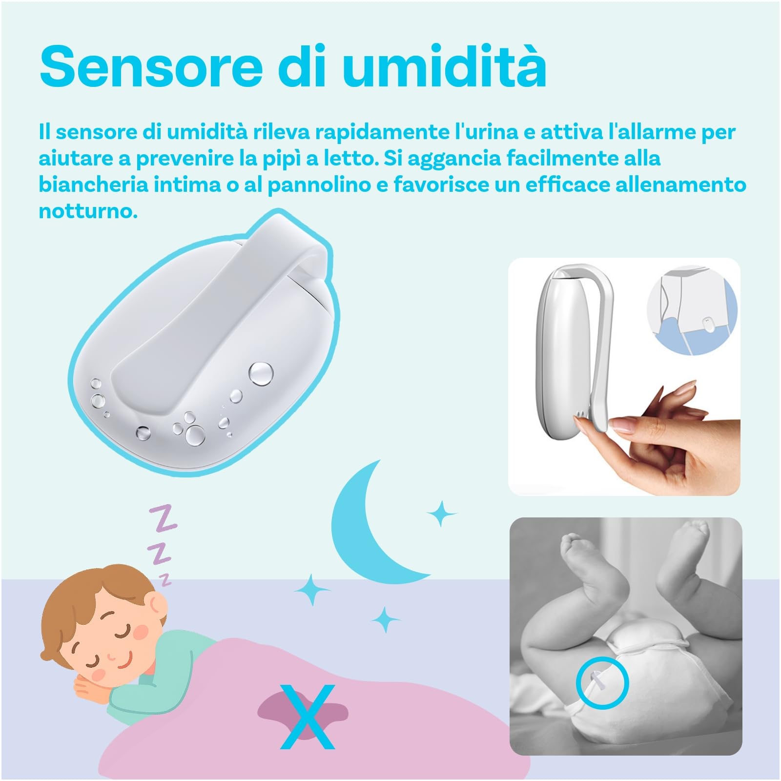 Allarme Enuresi Senza Fili di MMOBIEL - Dispositivo Pipì con Suono e Vibrazione - Sensore Enuresi Notturna per Bambini e Adulti - Sensore di Urina Notturno Ricaricabile - Strumento per Vasino