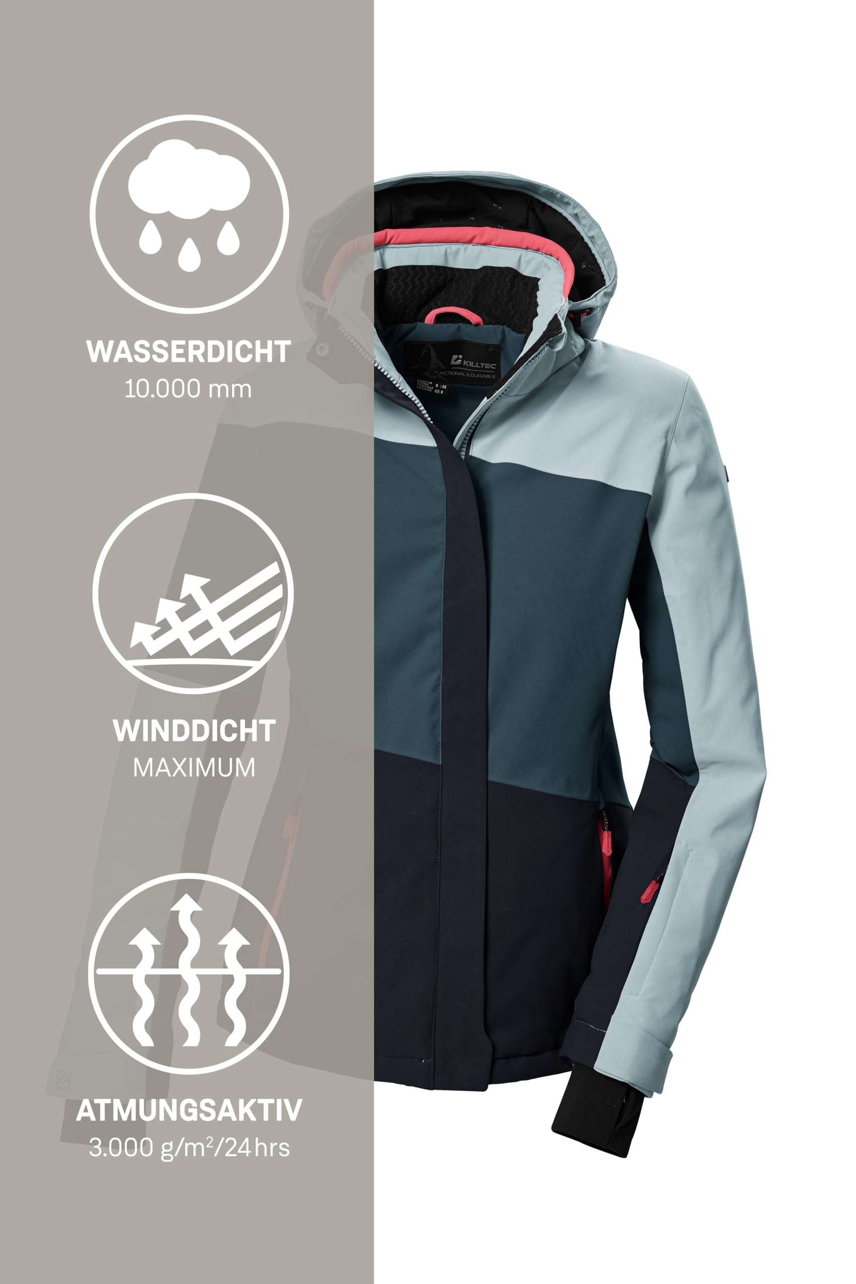 Killtec Ksw 67 Wmn Ski Jckt Veste de ski avec capuche amovible et jupe pare-neige Femme