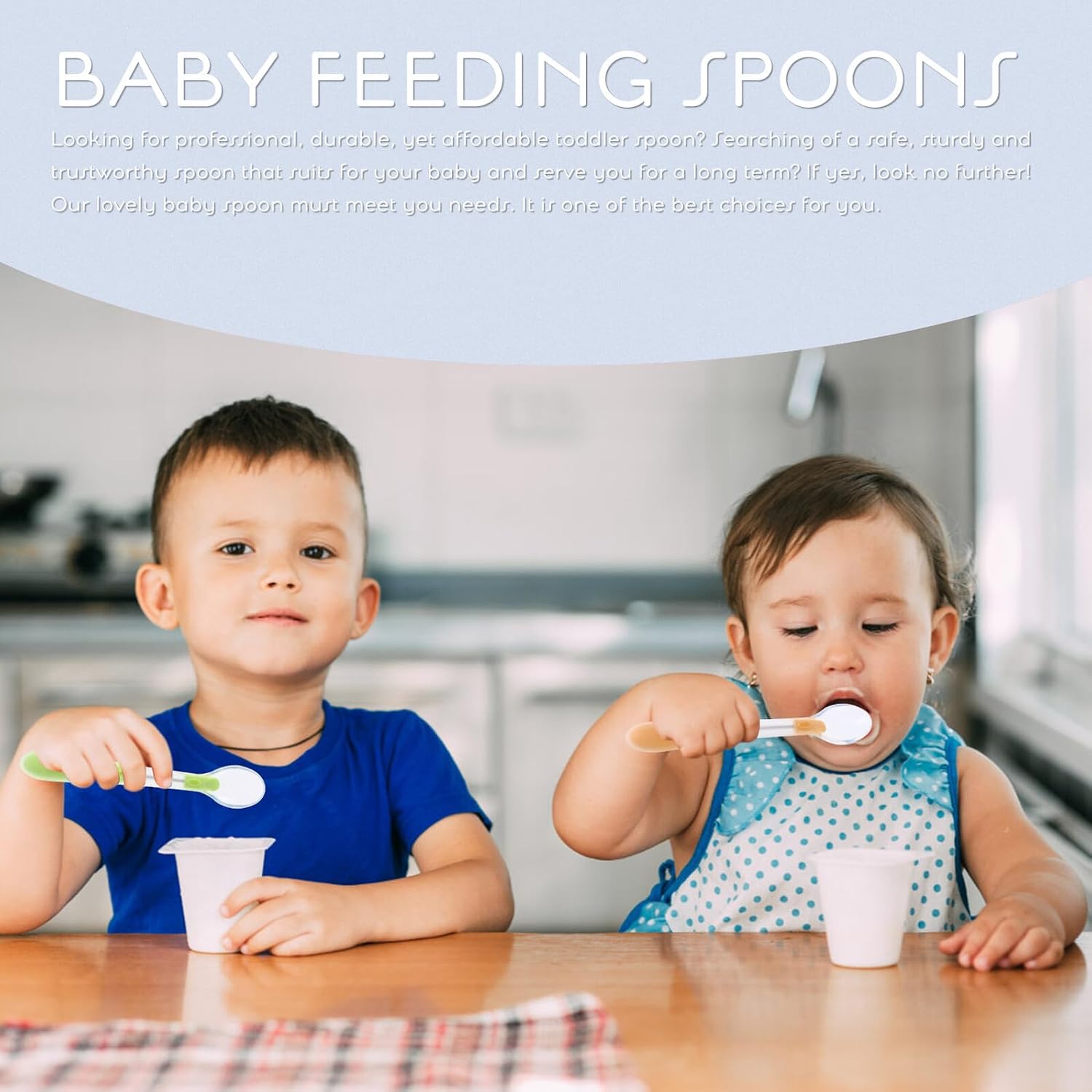 2PCS Silicone Spoons Set Portable Lightweight Soft Feeding Utensils for Self-training and Easy Grip Yellow Green Cutlery for Early Weaning