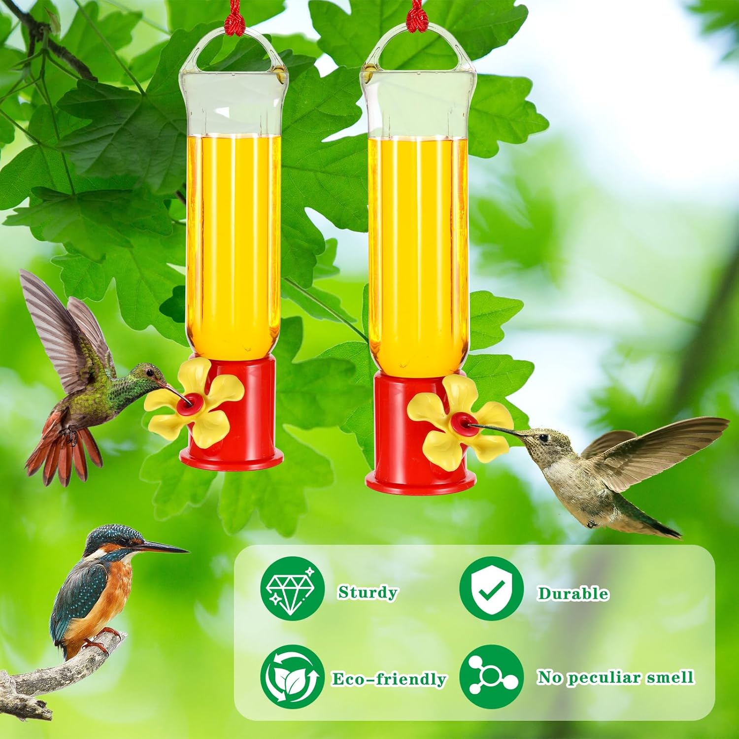 10 Pack Small Hummingbird Feeder for Outdoors Mini Hummingbird Feeders with S Hook Cleaning Brush Plastic Single Hummingbird Feeders for Outdoors Window Hanging - Image 3