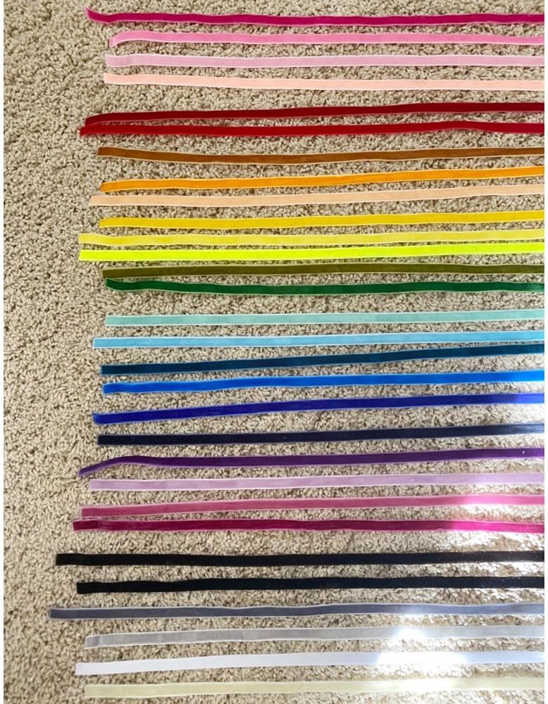 Chenkou Craft 30 Yards 1/8" (3mm) Velvet Ribbon Total 30 Colors Assorted Lots Bulk (Multicolored, 1/8"(3mm))