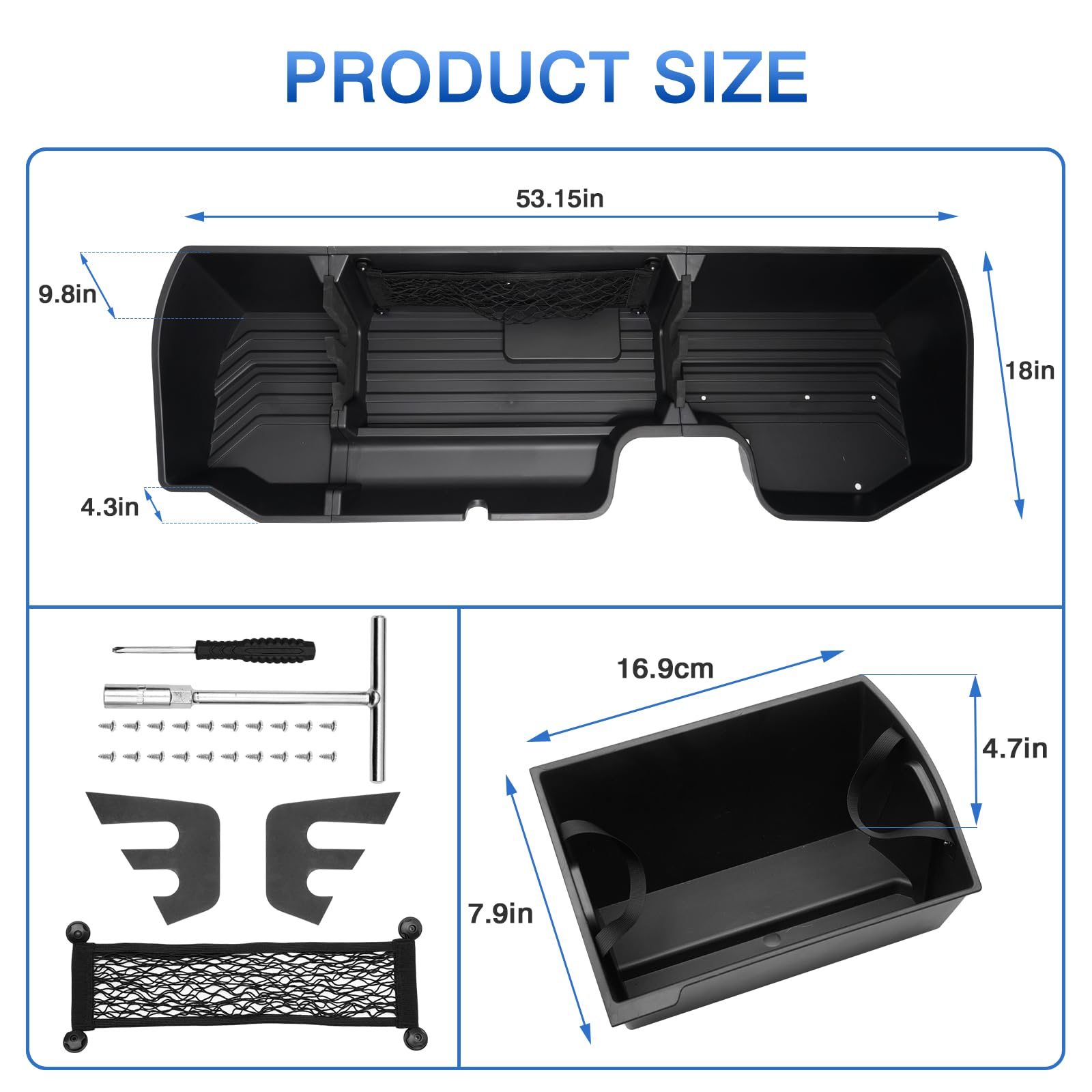 Detachable Under Seat Storage for 2019-2025 2026 Chevy Silverado/GMC Sierra 1500 2500HD 3500HD, Durable ABS Rear Underseat Organizer Box 6PCS Kit with Mesh Pocket & Inner Bin, Silverado Accessories — view 6