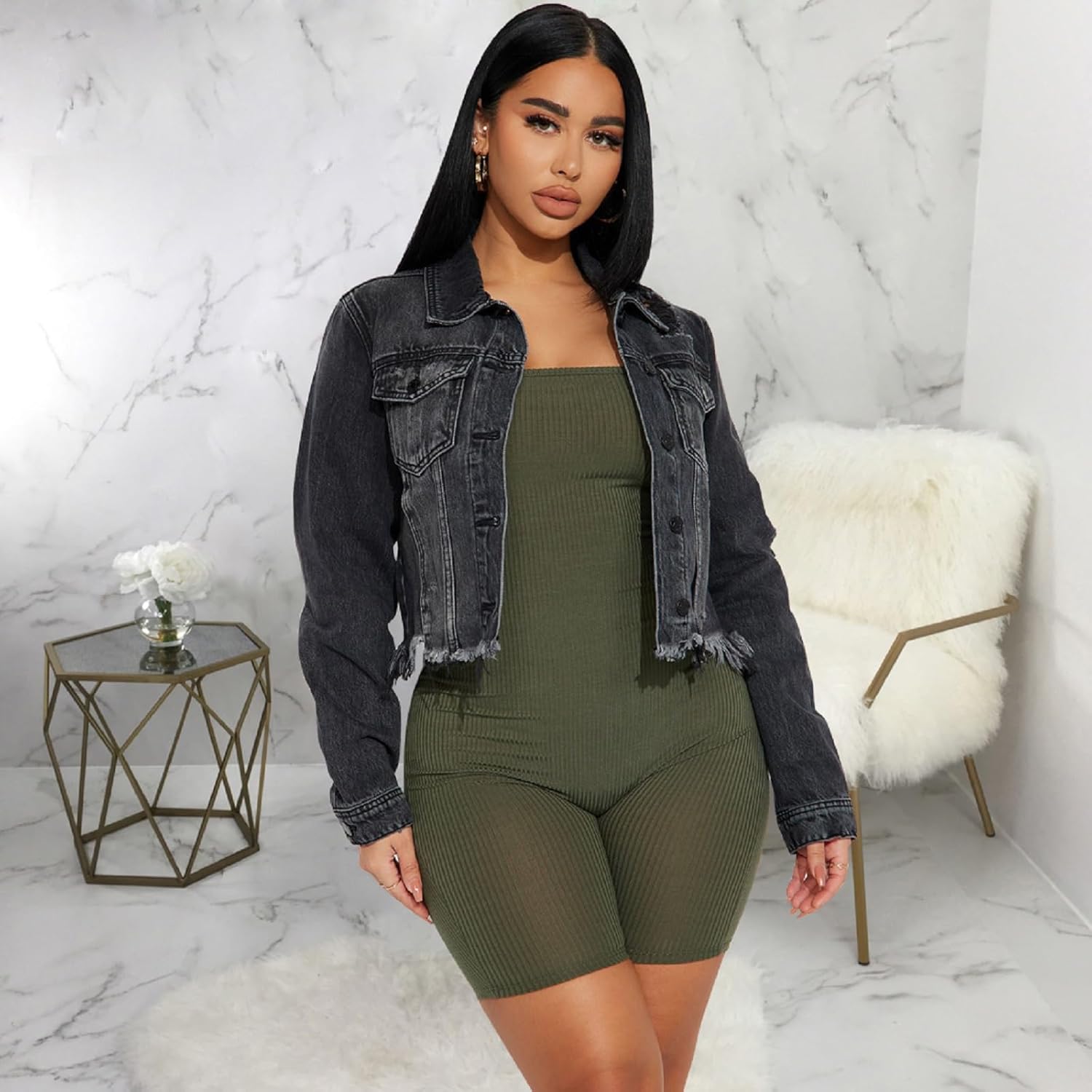 SheKiss Womens Camouflage Shacket Jacket Coats Fashion Fall Long Sleeve Zipper Canvas Camo Jackets with Pockets - Image 3