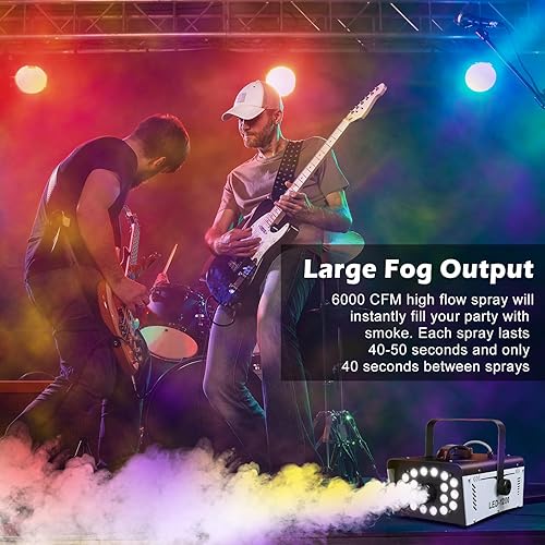 Miniatura 3 de Máquina de niebla de Halloween al aire libre con 18 luces LED 1000 W 5000 CFM máquina de humo niebla interior con control remoto para boda, fiesta,