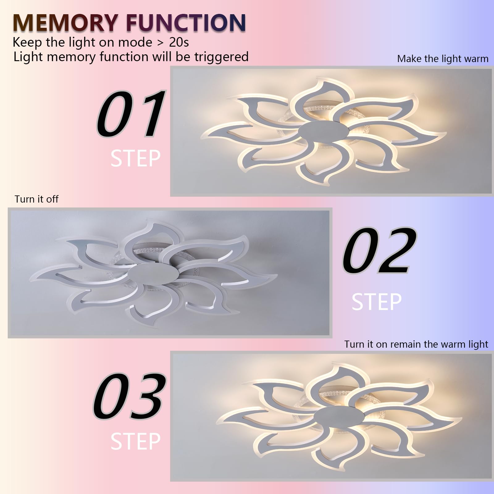 Lampara Techo RGB Luces de Techo con Flores Mando a Distancia APP Temporizador Brillo Ajustable 3 Temperaturas de Luz Nocturna y Función Memoria para Dormitorios, Blanco
