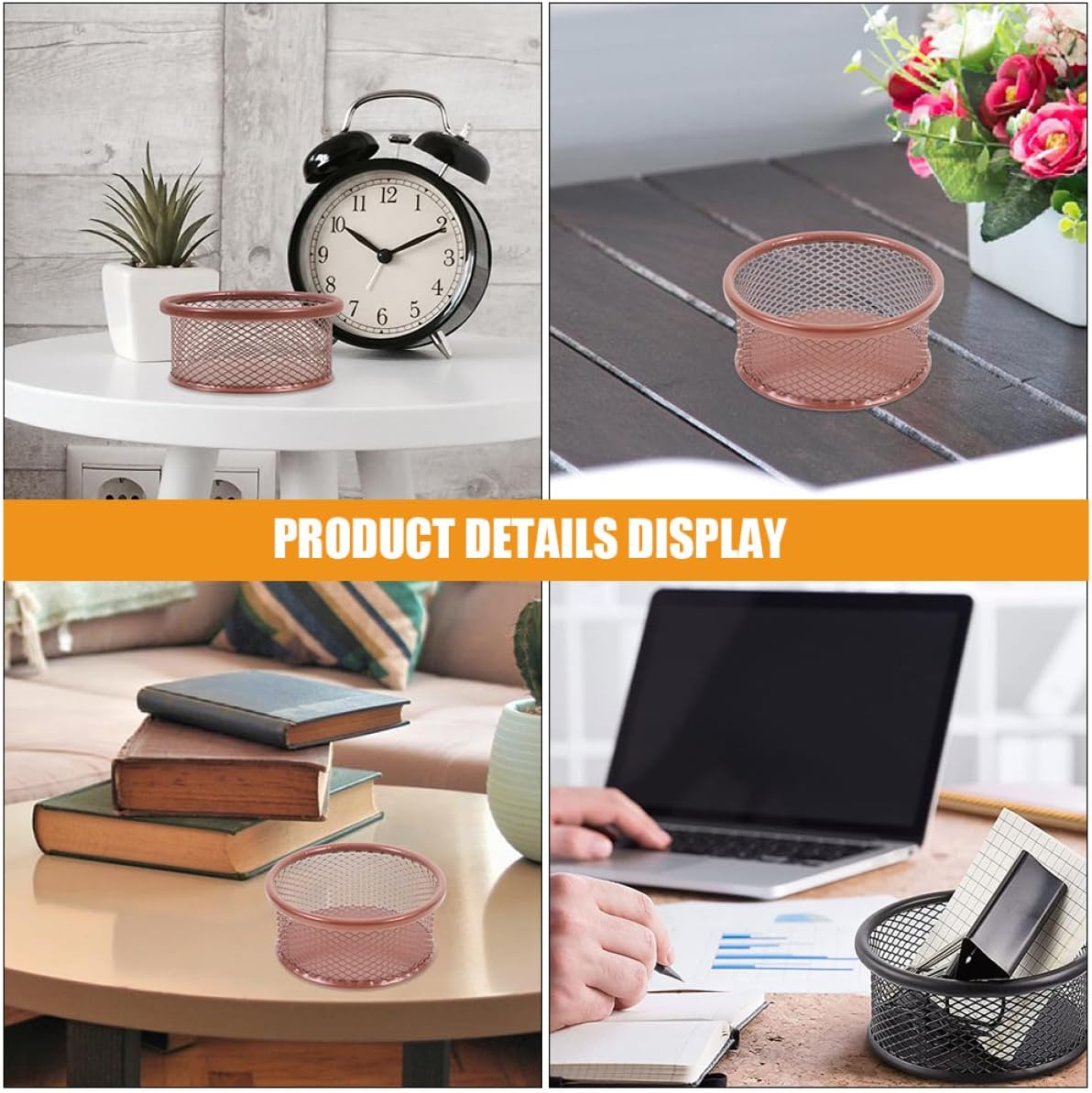 jojofuny 4Pcs Metal Paper Clip Organizer Mesh Desk Storage Dispenser for Easy Retrieval of Paperclips for Office Use