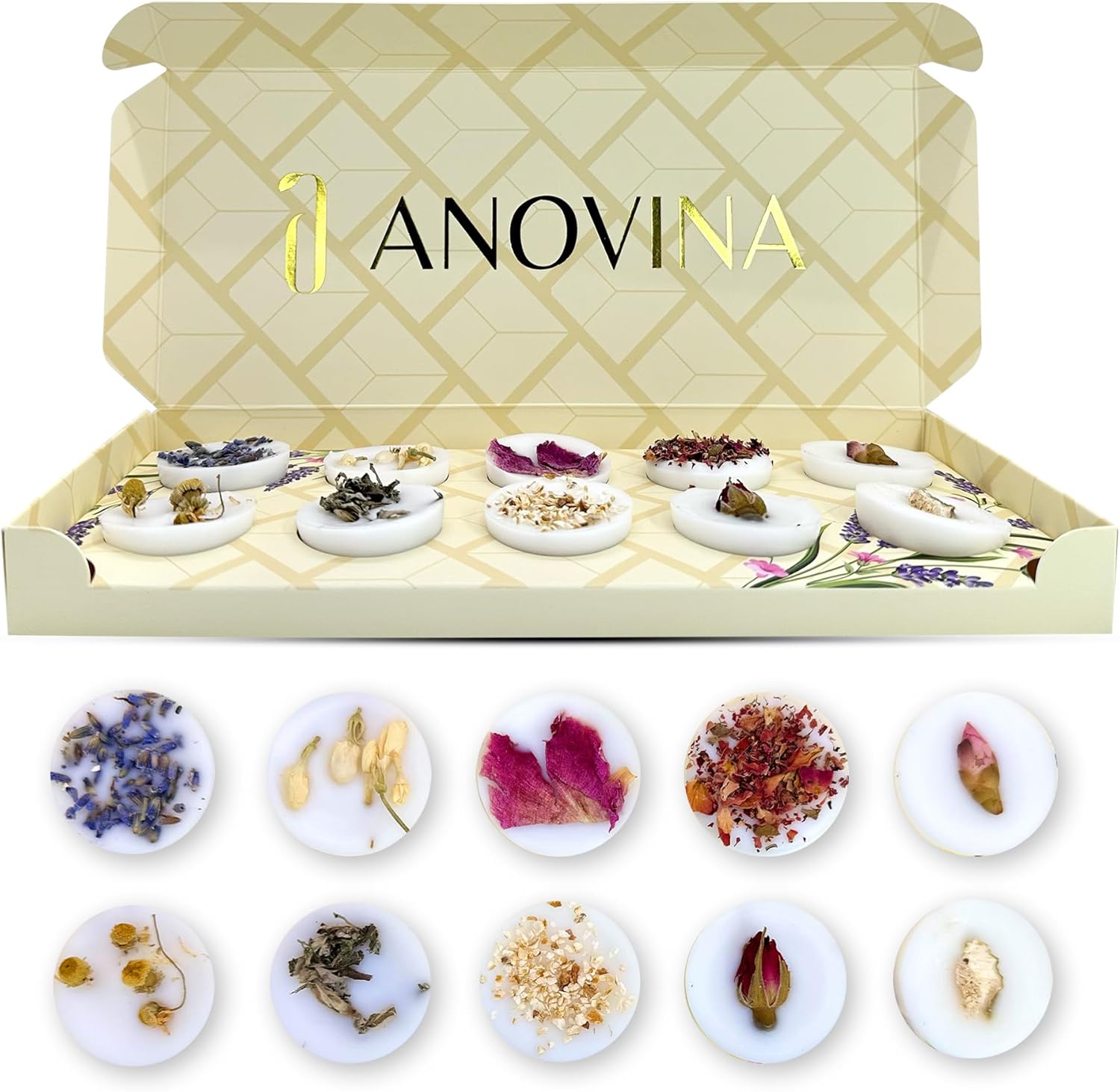 Anovina Wax Melts Gift Set –Strong Scented Soy Wax Melt Natural Plant Based Candle Melts Highly Scented Valentines Day Gifts for Women, Wife, mom and Girlfriend