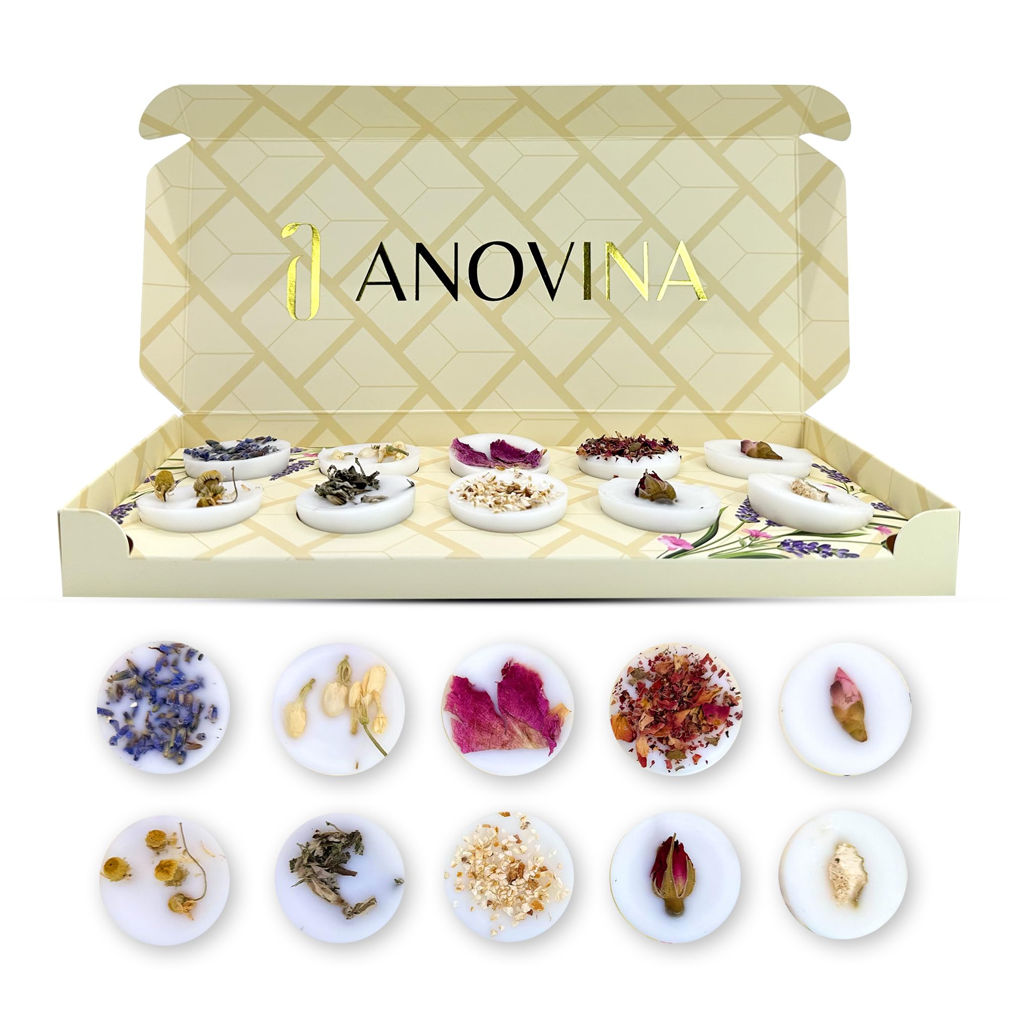 Anovina Wax Melts Gift Set –Strong Scented Soy Wax Melt Natural Plant Based Candle Melts Highly Scented Valentines Day Gifts for Women, Wife, mom and