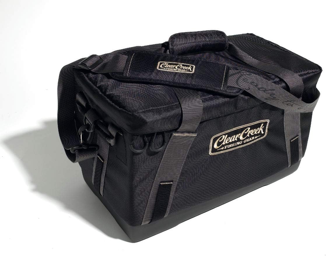 Clear Creek Water Dog Boat Gear Bag for Fishing Tackle Box Storage - Waterproof Bottom and Pull Out Rain Cover
