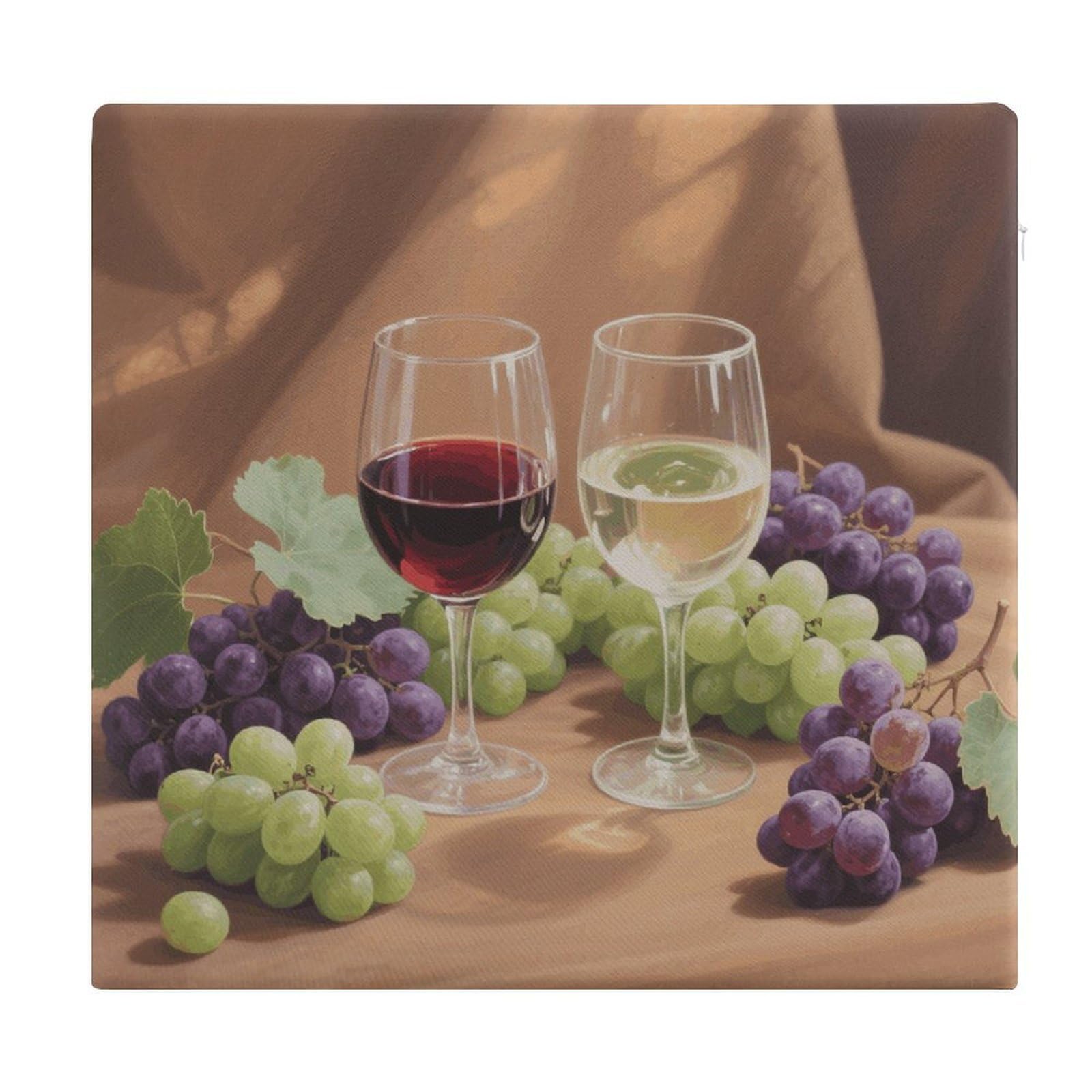 VstaDank Wine Glass with Wine and Grapes Cushions Memory Dining Chairs Cushion Non Slip Car Seat Cushions Indoo Dining Room Square Chair Pads with Zipper and Removable Cover Cushion