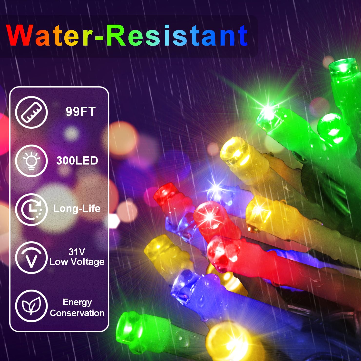 Smart Christmas Lights Outdoor - 99Ft 300LEDs RGB Color Changing String Lights With 23 Modes & App Control