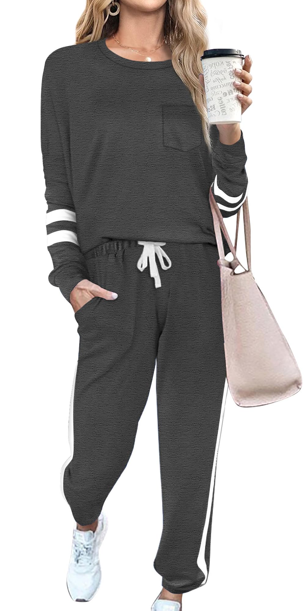 RUBZOOF Lounge Sets for Women 2 Piece Travel Sweatsuits Fall Outfits Loungewear Matching Clothing Set 2025 S-3XL
