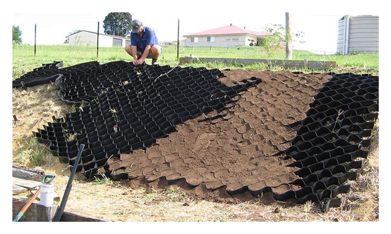 Griglia per il controllo dell'erosione in polietilene resistente, per riparazione vialetti, stabilizzazione pendii, prevenzione di fanghi, 5 x 50 m (altezza 5 cm)