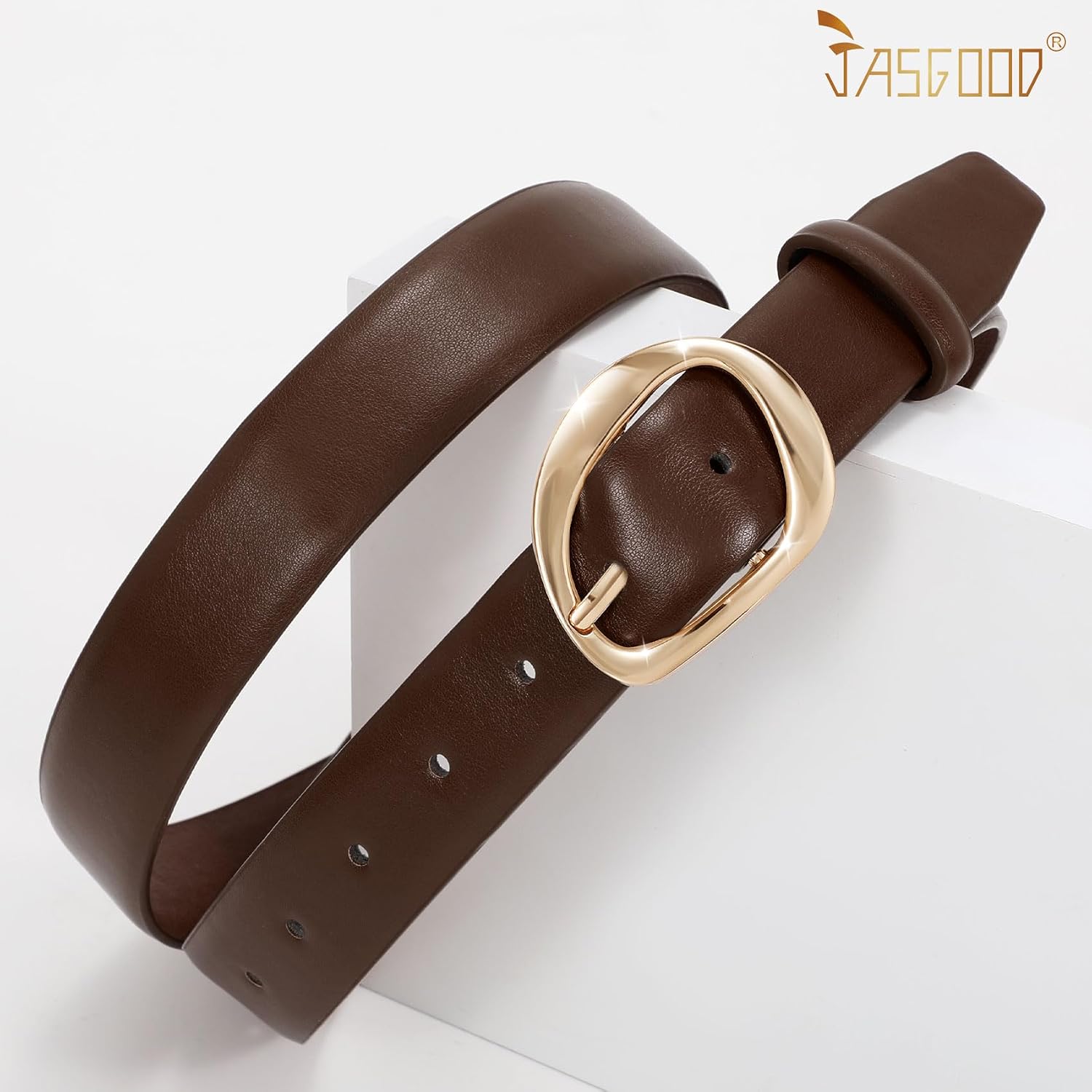 JASGOOD Leather Belts for Women Cute Casual Waist Belt with Gold Buckle Ladies for Jeans Pants Dresses image 3