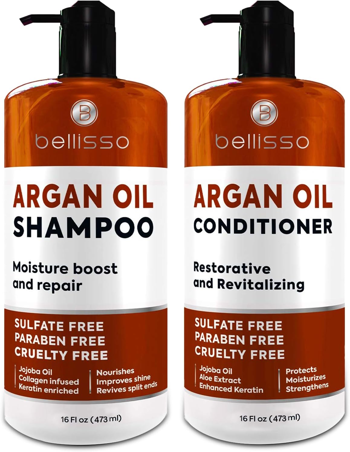 ​Argan Oil Shampoo and Conditioner Set Sulfate Free ​and ​Paraben Free - Morrocan Hair Treatment for Women ​and ​Men