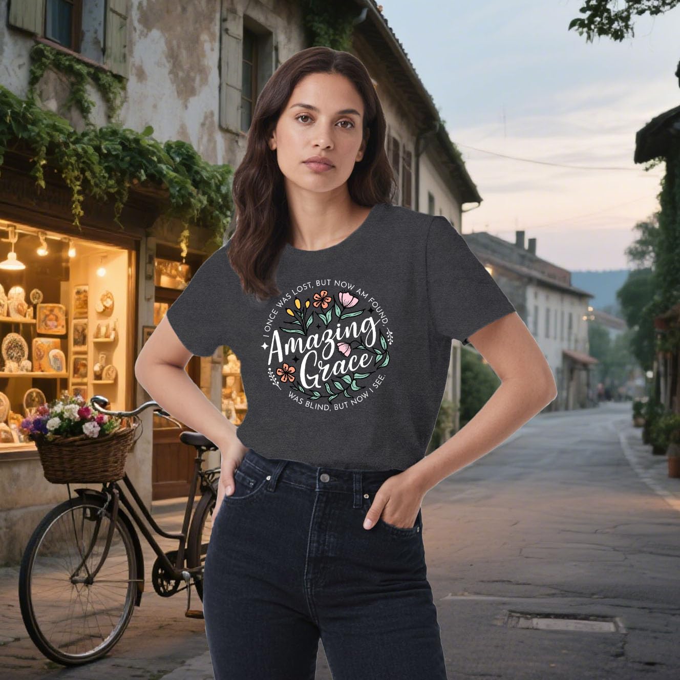 Christian Shirts for Women Faith Jesus Bible Verse Tshirt Amazing Grace Print Tee Tops - Image 4