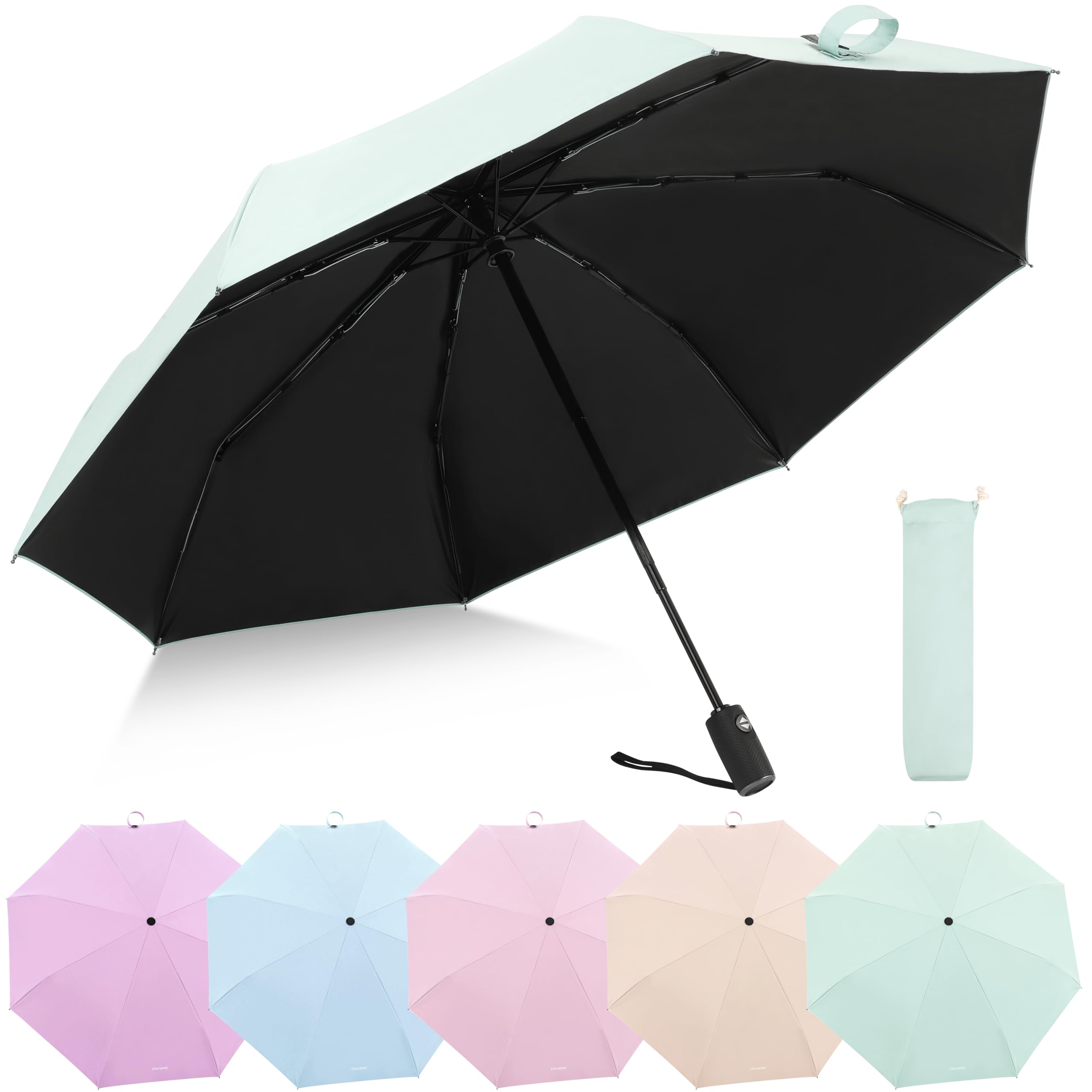 Clarquay Travel Compact Automatic Umbrella with UV Protection, Cute Design, Portable for Women and Men, Sun and Rain Use