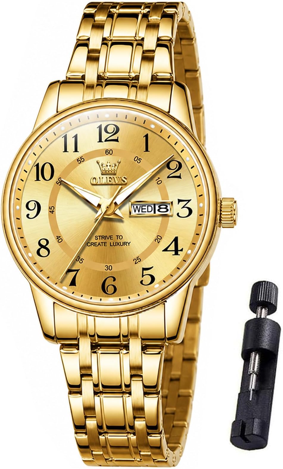 OLEVS Watch Women Silver Stainless Steel Dress Analog Luminous Watch