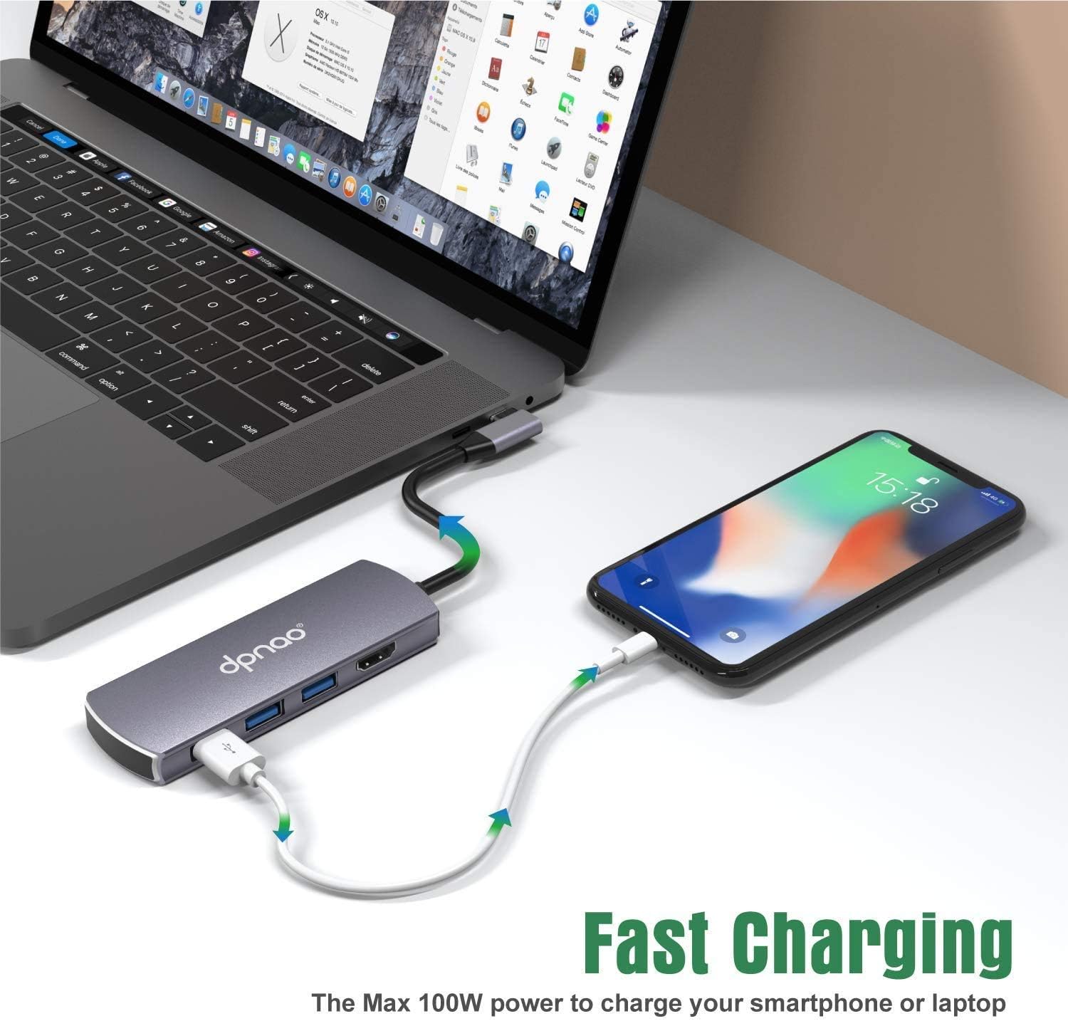 🔥 USB C Hub Multiport Adapter, Dpnao 7 in 1 Portable Space Aluminum Dongle with 4K HDMI Output, 100W PD, 3 USB 3.0 Ports, SD/Micro SD Card Reader Compatible for MacBook Pro, XPS More Type C Devices
