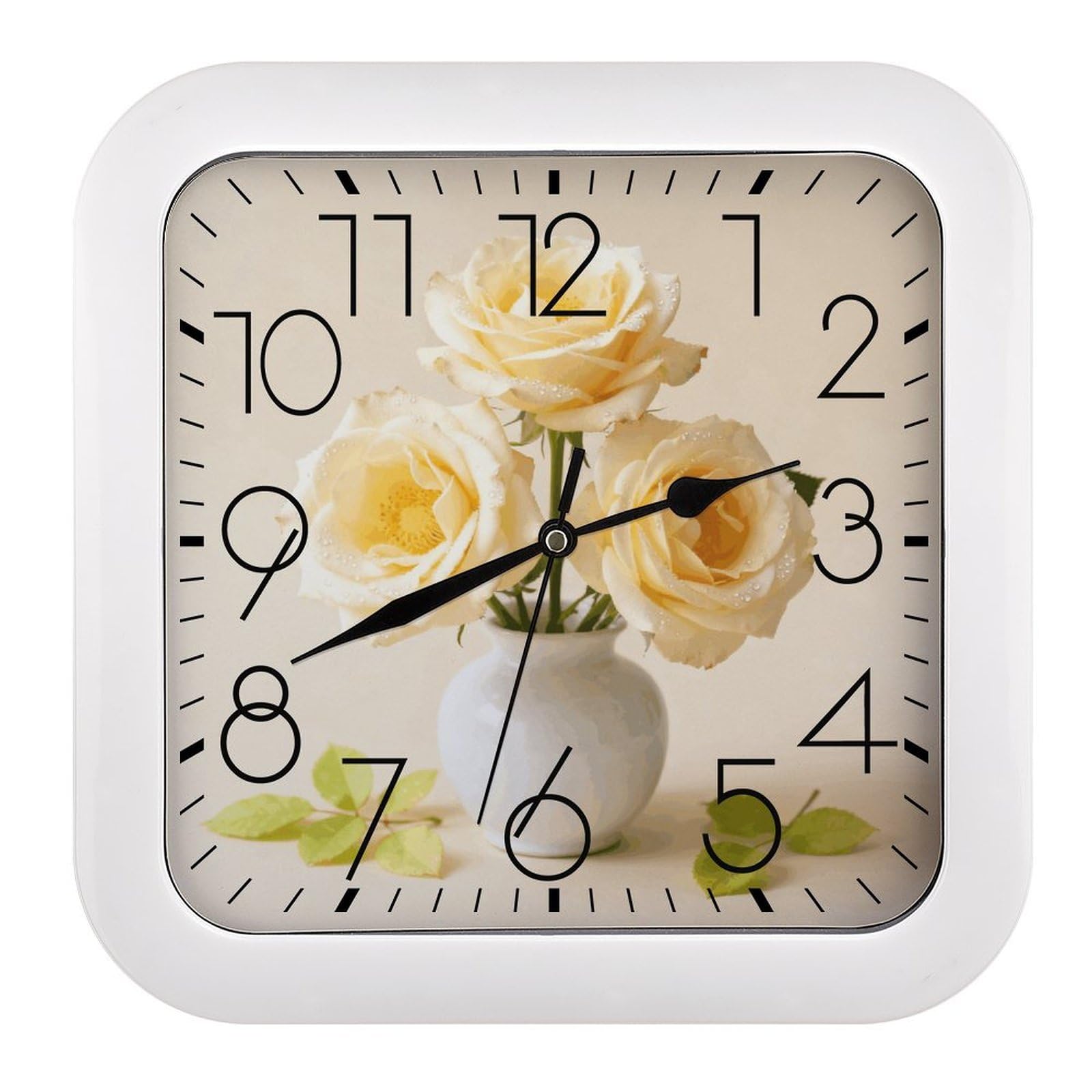 Horloge murale silencieuse sans tic-tac à pile motif floral