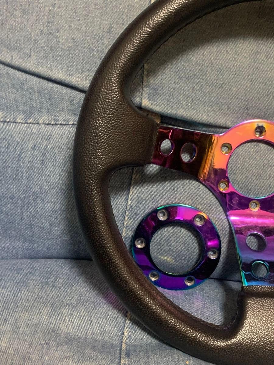 希少　ネオクロームスポーク　レザーステアリング　350mm 即納◎ 希少 ネオクロームスポーク レザーステアリング 350mm 即納◎ 【公式通販】