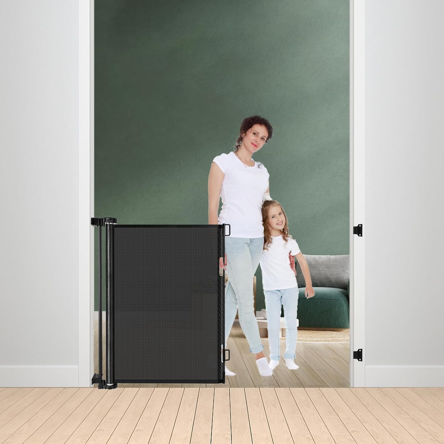 55 Inch Retractable Baby Gates for Stairs Mesh Dog Gate Retractable Gates for Dog