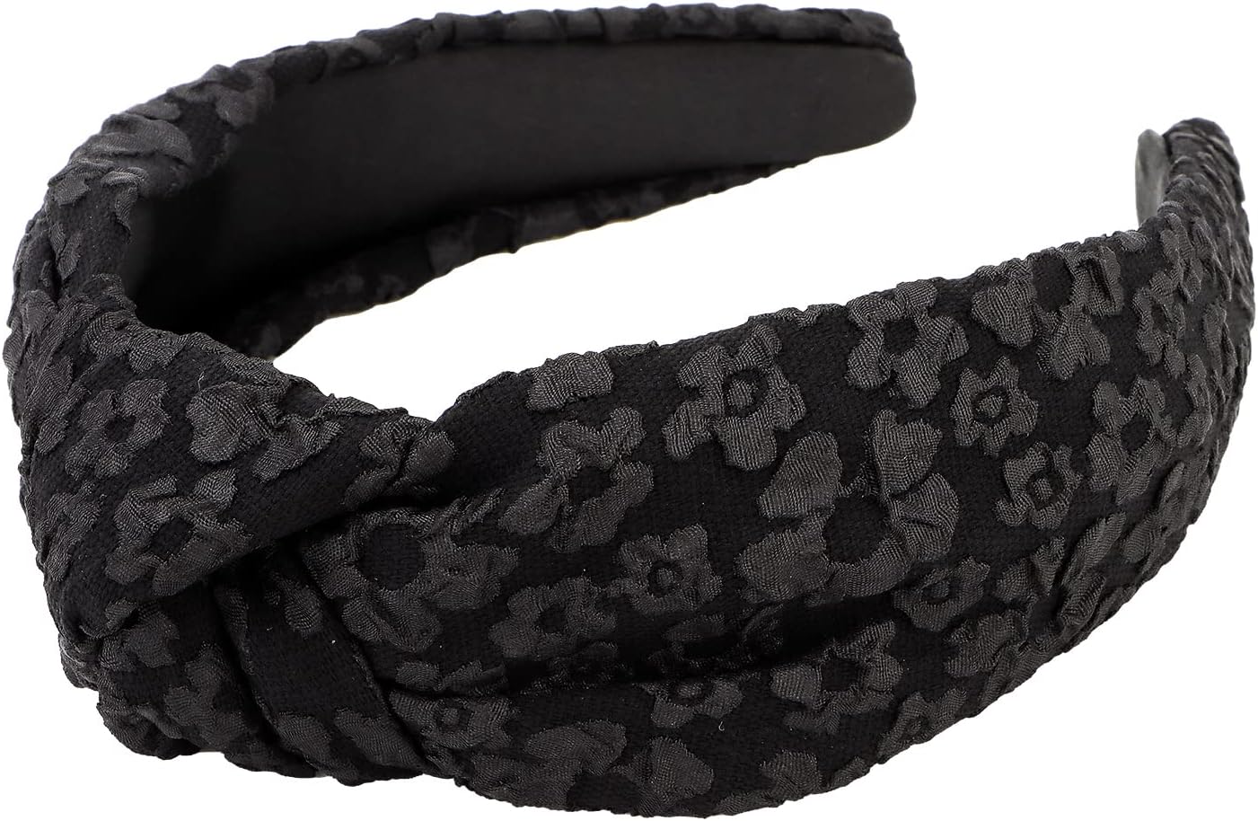 ACO-UINTBlack Headbands for Women, Non-slip Knotted Headbands Wide Head Bands for Women's Hair, Top Knot Headbands Flower Pattern Hairbands Hair Accessories for Women Girls