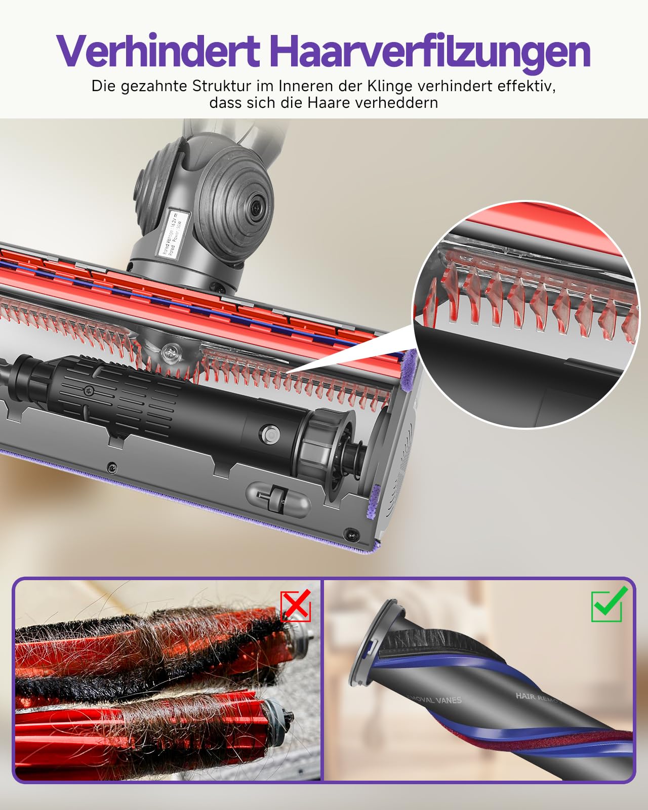 V11 Bodendüse für Dyson V15 V10 V8 V7 SV10 SV11 SV12 SV14 SV15,Torque Drive Bürste,Anti-Tangle,Einstellbare Saugkraft Elektrische Bodenbürste,Hartboden und Teppiche Ersatzbürste