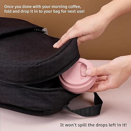 Miniatura 5 de Taza de café de viaje, taza plegable, vaso aislado, batido con tapa, silicona reutilizable para llevar, plegable, de silicona, plegable, agua fría y
