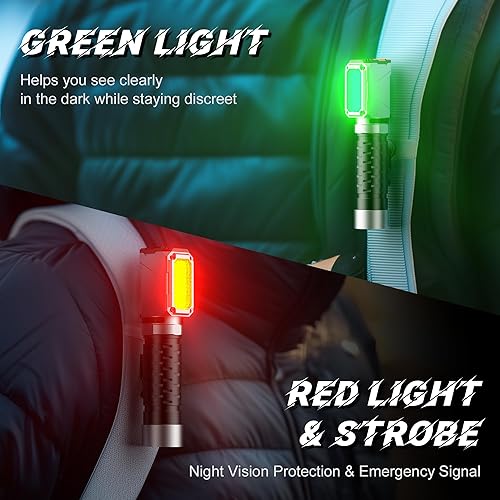 Miniatura 5 de Anhay Linterna recargable 2000LM EDC linterna con luz roja verde 5 modos brillante linterna LED potente linterna magnética y mini luz flash para