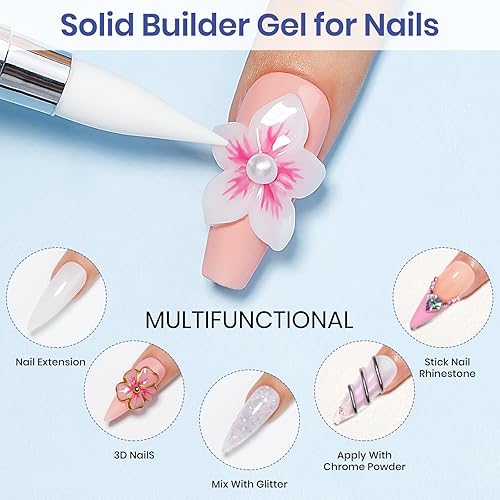Miniatura 3 de MIZHSE Gel constructor sólido de 2 colores para uñas gel para esculpir 3D duro no pegajoso para arte de uñas para moldear remojar fuera de UV LED