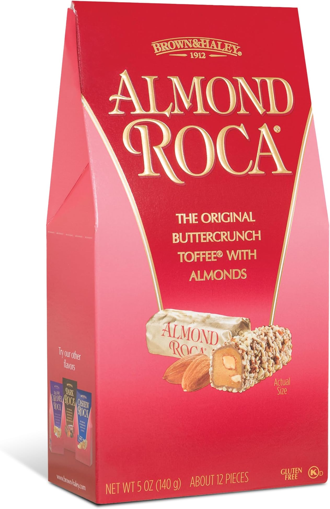 Brown & Haley ROCA Stand-Up Box - Chocolate Caramel Buttercrunch Toffee - Individually Wrapped Chocolate Candy - Gluten Free Kosher Candy - 5 oz Box
