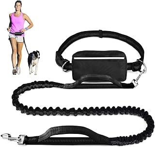 Joggingleine Hunde, Freihändige Hundeleine mit Bauchgurt & Abnehmbare Hüfttasche, Elastische und Reflektierende Hundeleine Große und Mittelgroße Hunde für freihändigen Joggen, Spazieren