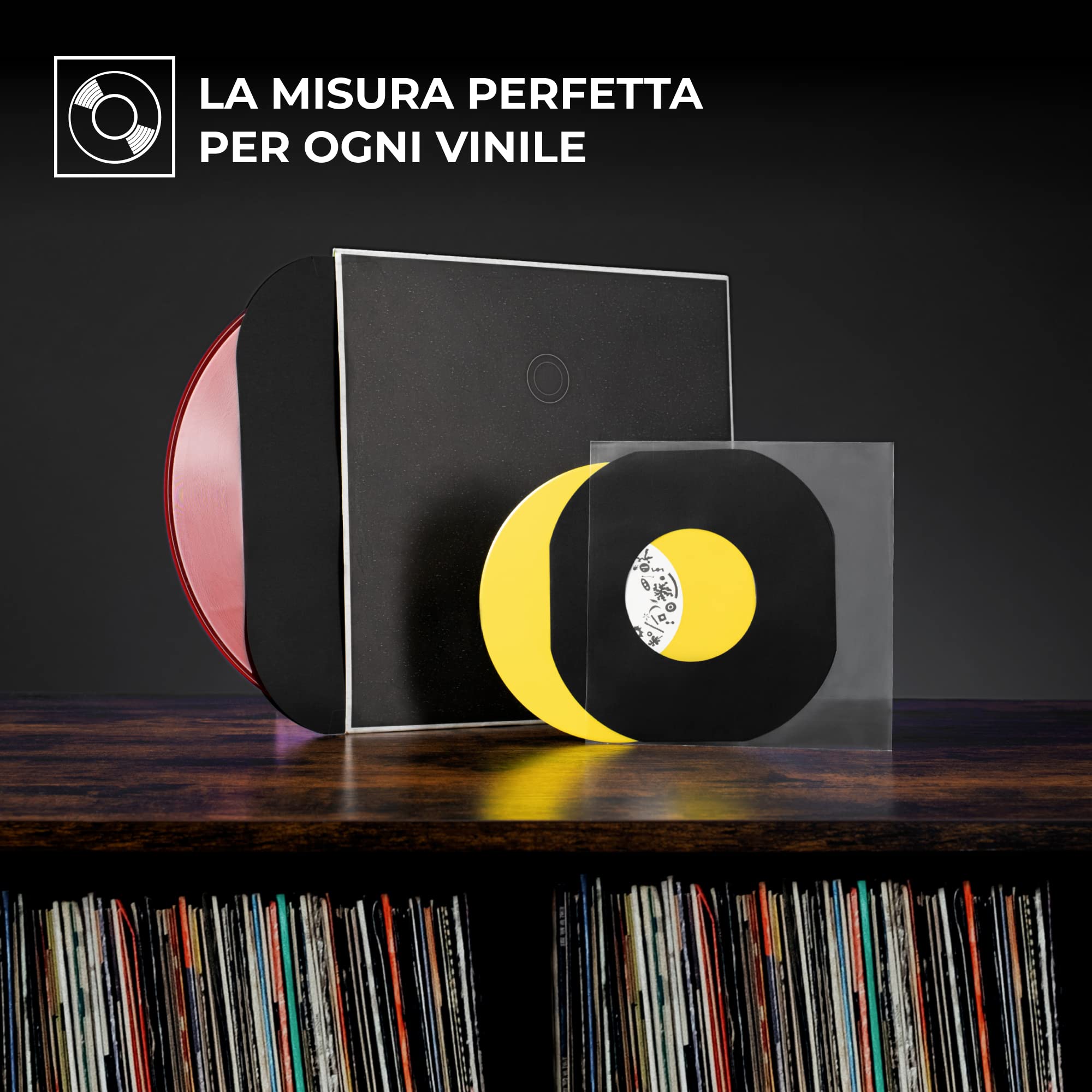 Big Fudge Edizione speciale nera | Buste interne per dischi in vinile 50x | Realizzato in carta pesante e priva di acidi | Copertine per album con angoli arrotondati| Giacche Slim Record | 7"
