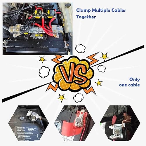 Miniatura 20 de Conectores de batería de coche resistentes, 0/2/4/6/8/10 AWG, terminales de batería múltiples de poste superior (oro+oro)
