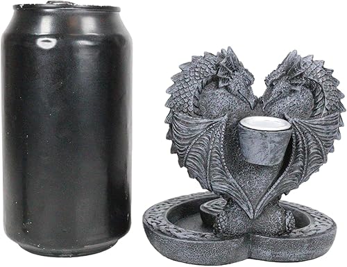 Miniatura 6 de Ebros Gift Guardian of Faux Stone Celtic Heart Tomb Altar Romántico Doble Dragón Cono de reflujo Incienso en cascada Humo Piscina Cascada Quemador