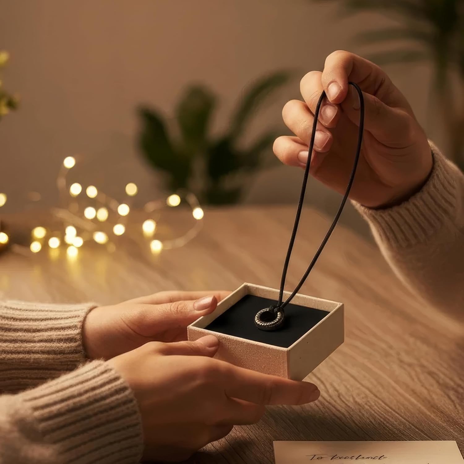 Viking Rune Necklace for Men, Black Stainless Steel Ring Pendant on an Adjustable Cord, Norse Amulet for Protection (Black) - Image 5