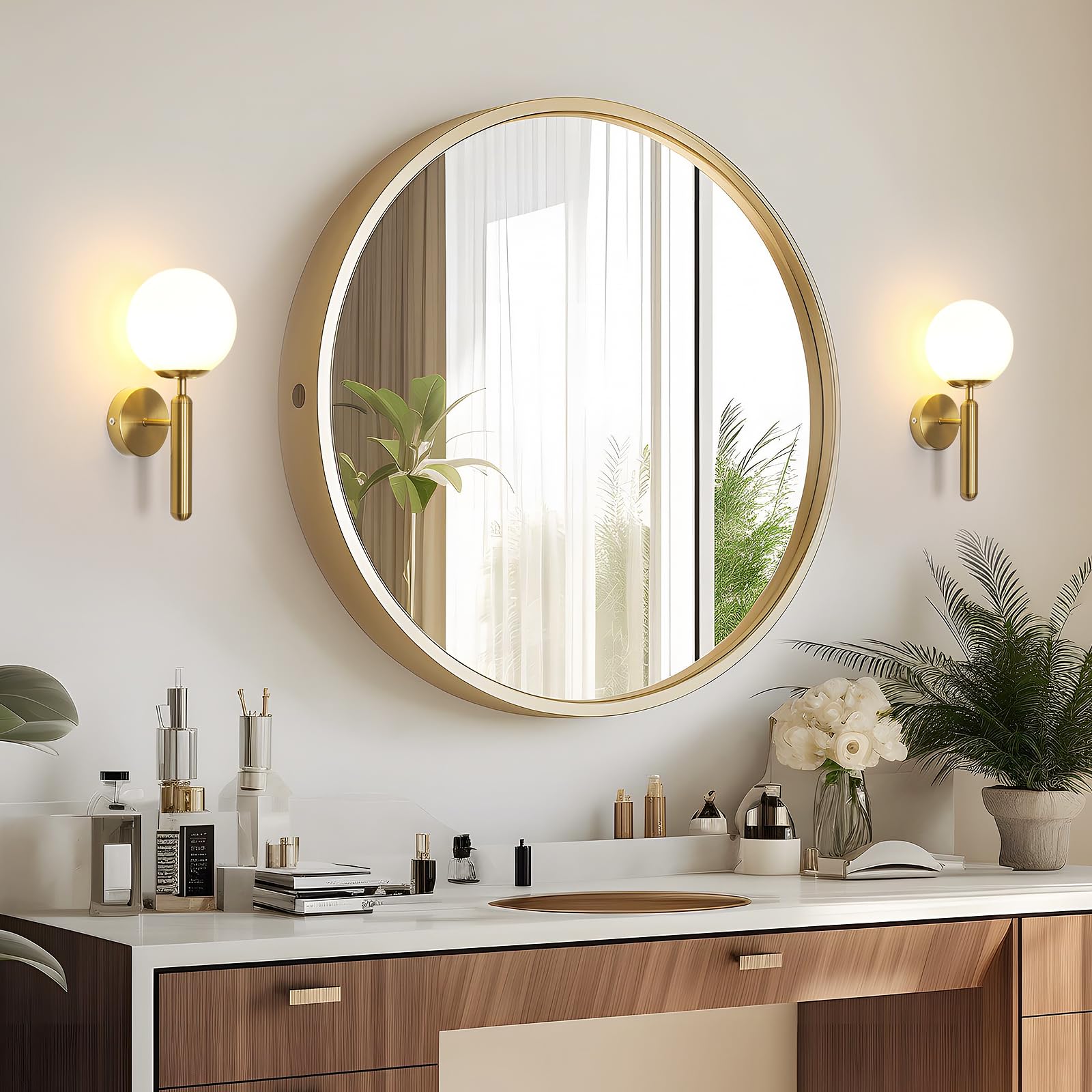 Comely Applique Murale Intérieure E27 Lampe Murale Design Minimaliste Abat-Jour en Verre pour Chambre Salon Couloir