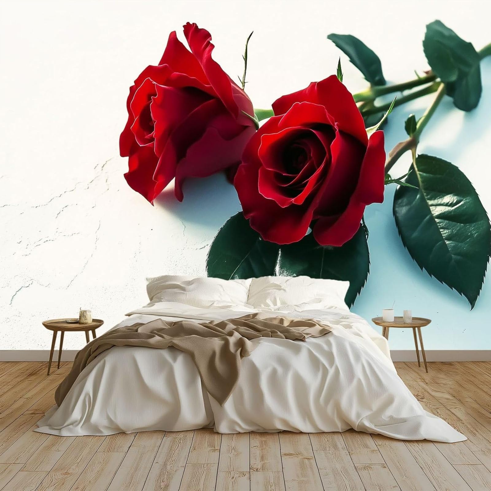 kfjhgbdshhj Photo Wallpaper Red Rose Non-Woven Wallpaper Wall Mural Modern wall Bedroom Living Room Wall Mural, White, 200cm x 140cm