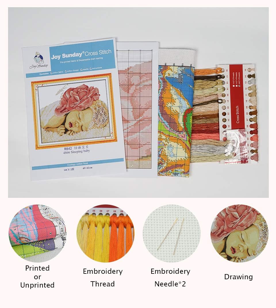 Aiorkeng Cross Stitch Kits Stamped Full Range of Embroidery Starter Kits for Beginners DIY-Printed kit Owl 14(Printed) 11CT 3 Strands 21.7×17.7inches