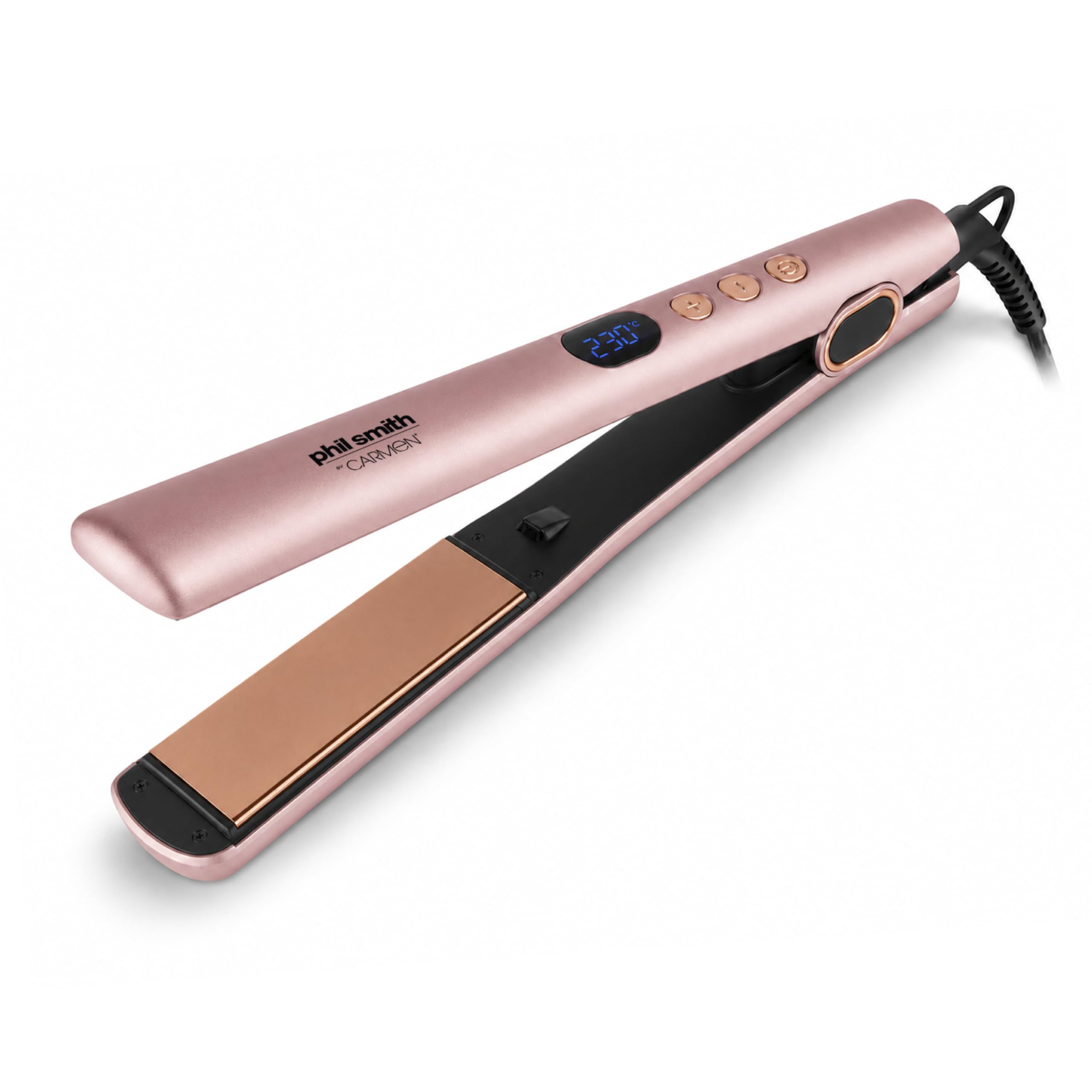 Phil Smith by Carmen Hair Straightener | LED display, Electroplated plates, 360° swivel cord