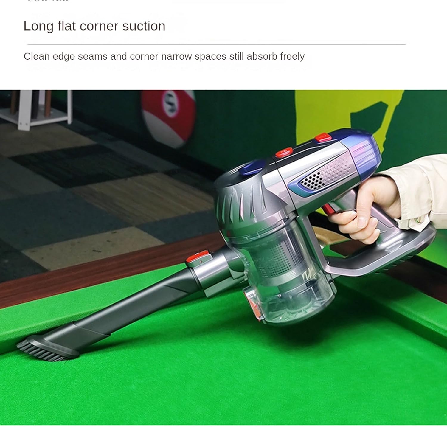 Professional Dust Cleaner for Pool Table Cloth, 150W Dual Motor Vacuum with 12000Pa Suction, 2-Mode Operation, Quiet & Cordless (White, 2.8kg)