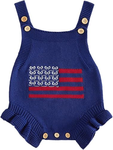FYBITBO Baby Sweater Knit Romper Newborn Girl Strawberry Sweaters Onesie Overall
