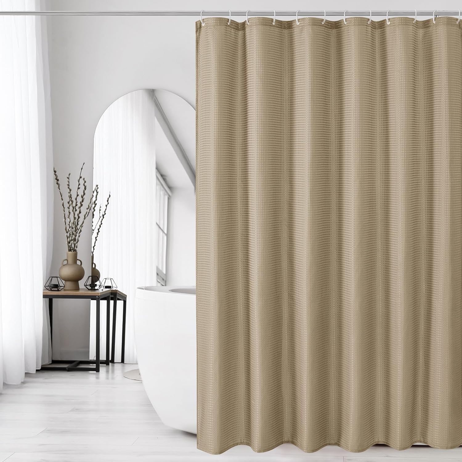 Bingobang Shower Curtains Set for Bathroom with 12 Hooks, Mould Mildew Proof Resistant