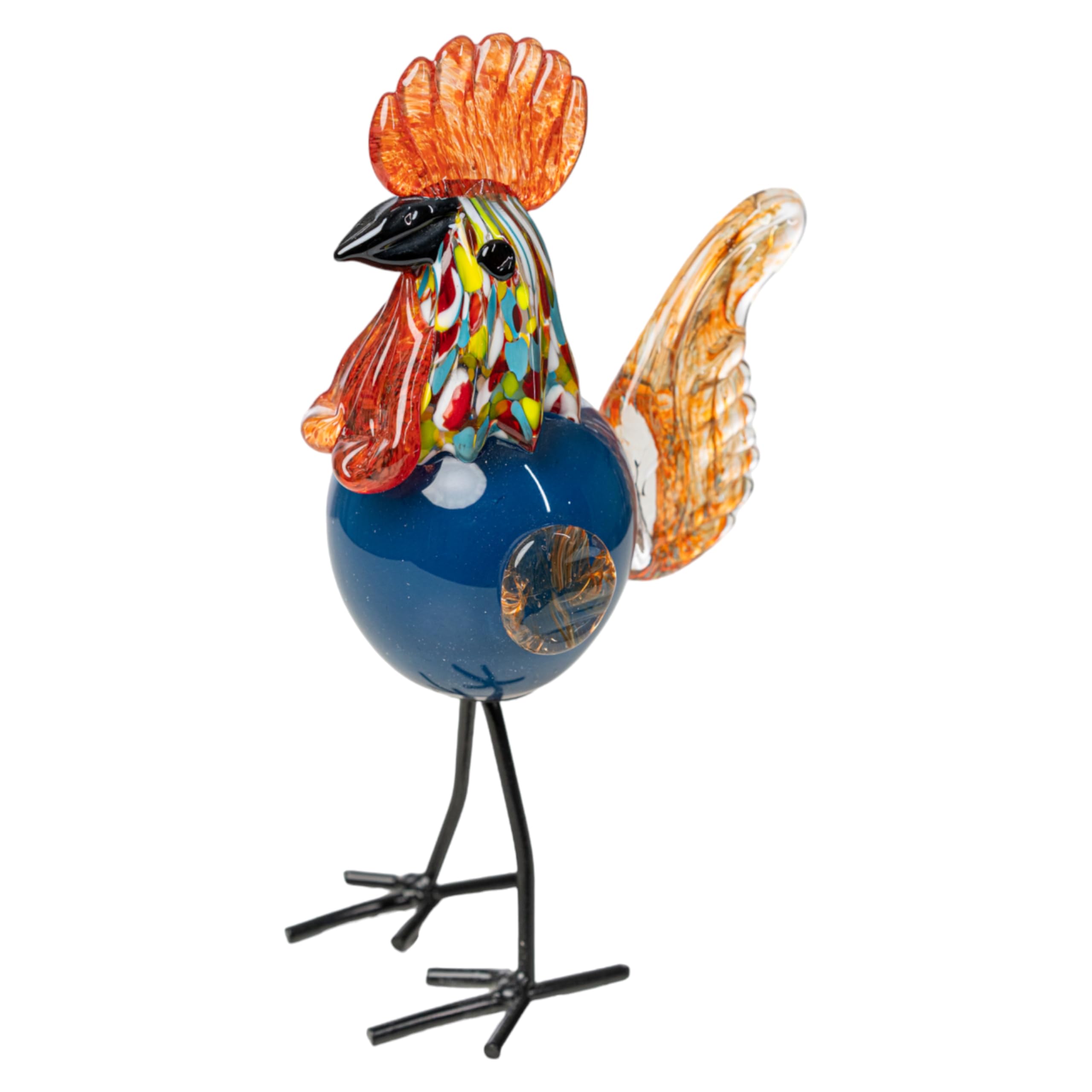 Gallo en verre coloré statuette décorative pour salon et table lumineuse