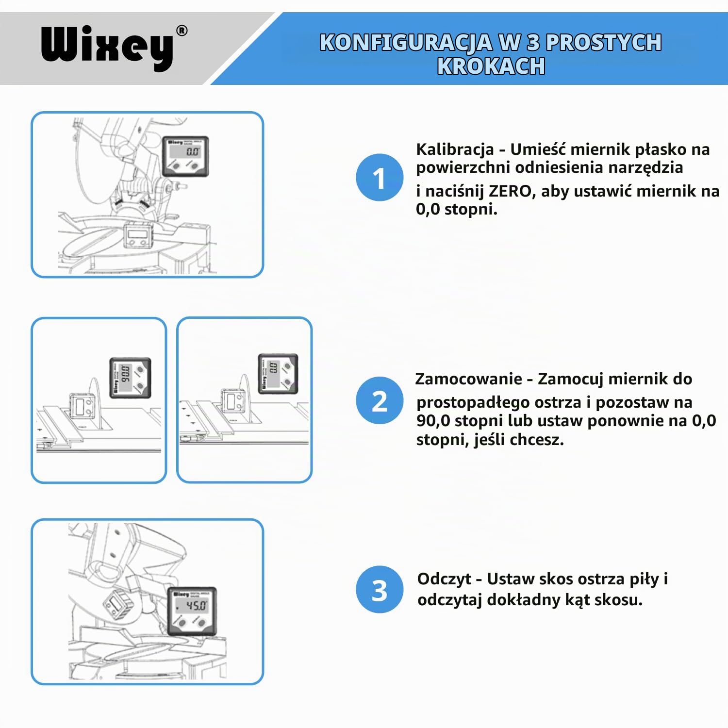 Wixey Wr300 cyfrowy miernik kątowy typu 2 z podświetleniem (standard WR300)