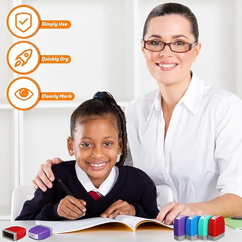 Vista 13 de Jetec 16 sellos autoentintados para profesores españoles, regalos para profesores, sellos de calificación de motivación para suministros de Redonda