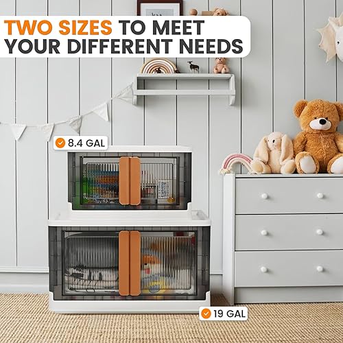 Miniatura 7 de TRZZ Organizador de armario de 8.4 galones y almacenamiento, contenedor de almacenamiento plegable con tapa para dormitorio, organizador de