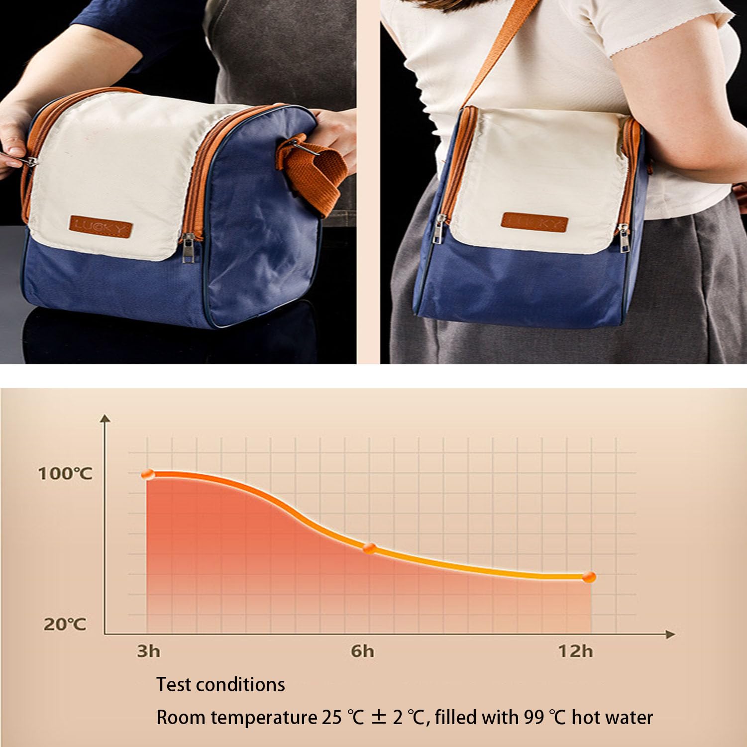 Termo Para Comida Caliente,1.4L Aislamiento Al Vacío Tarro De Comida Con Bolsa Aislante Fiambreras De Acero Inoxidable Para El Trabajo Viajes Senderismo,1.9L,B